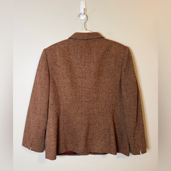 Vintage Lord & Taylor Brown Tweed 3-Button Blazer Sz 14P - Picture 3 of 10